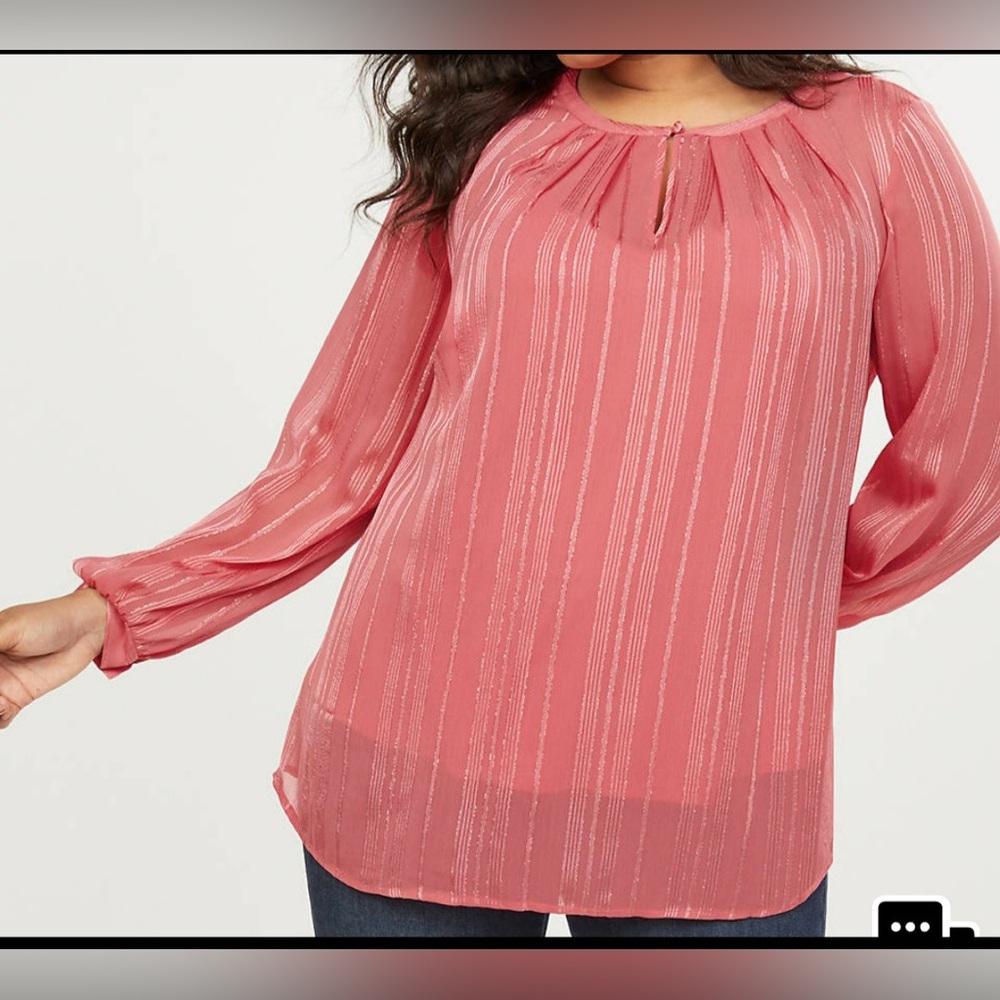 Lane Bryant Pink Striped Blouse
